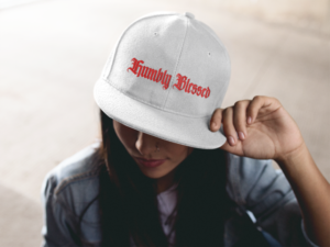 HUMBLY BLESSED FITTED CAP (RED ON B&W) - Image 2